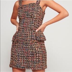 NEW Anthropologie J.O.A. Shimmer Tweed Sheath Mini Dress Multicolor Large